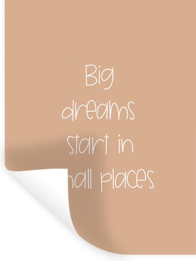 Muurstickers - Sticker Folie - Spreuken - Quotes - Big dreams start in small places - Dream - Dromen - 30x40 cm - Plakfolie - Muurstickers Kinderkamer - Zelfklevend Behang - Zelfklevend behangpapier - Stickerfolie