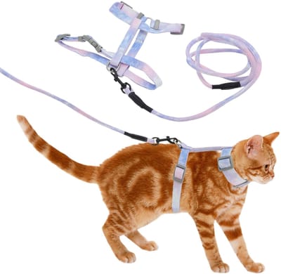 BRENZOOS- Kat Tuigje Ontsnappingsbestendig - Lijn Set - Lichtgewicht - Verstelbaar - Zacht Polyester - Comfortabel voor Katten - Kat Harnas