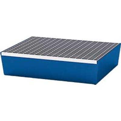 Opvangbak ASECOS, staal, met rooster, 60 ltr. inhoud, B 635 x D 785 x H 178 mm, gelakt