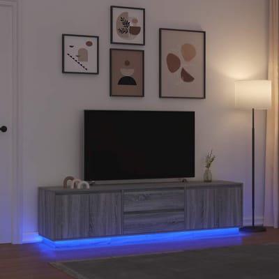 vidaXL - Tv-meubel - met - LED-verlichting - 193,5x41x50 - cm - grijs - sonoma - eiken
