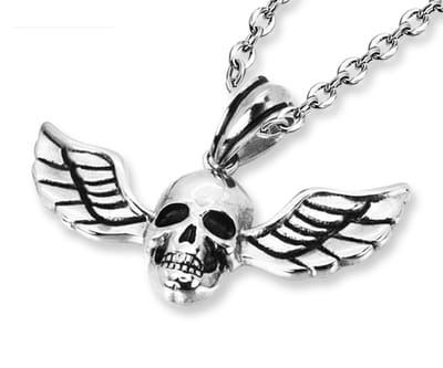 Amanto Ketting Dito - 316L Staal - Biker - Doodskop - 28x60mm - 60cm