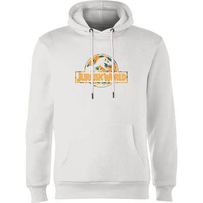 Jurassic Park Logo Tropical Hoodie - White - S