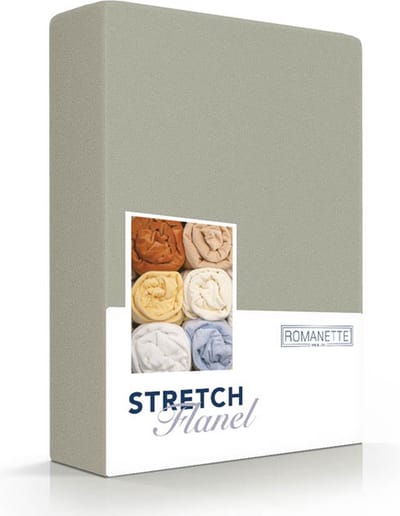Romanette Stretch - Flanel - Hoeslaken - Eenpersoons - 80/90/100x200/220 cm - Khaki