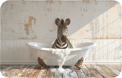 Badmat 80x50 cm - Antislip - Vintage - Zebra - Wilde dieren - Badkuip - Badmatten voor badkamer - Badkamermat - Douchemat - Badkamer mat