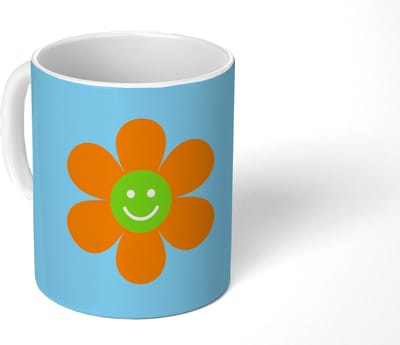 Mok - Koffiemok - Bloem - Smiley - Kleurrijk - Mokken - 350 ML - Beker - Koffiemokken - Theemok