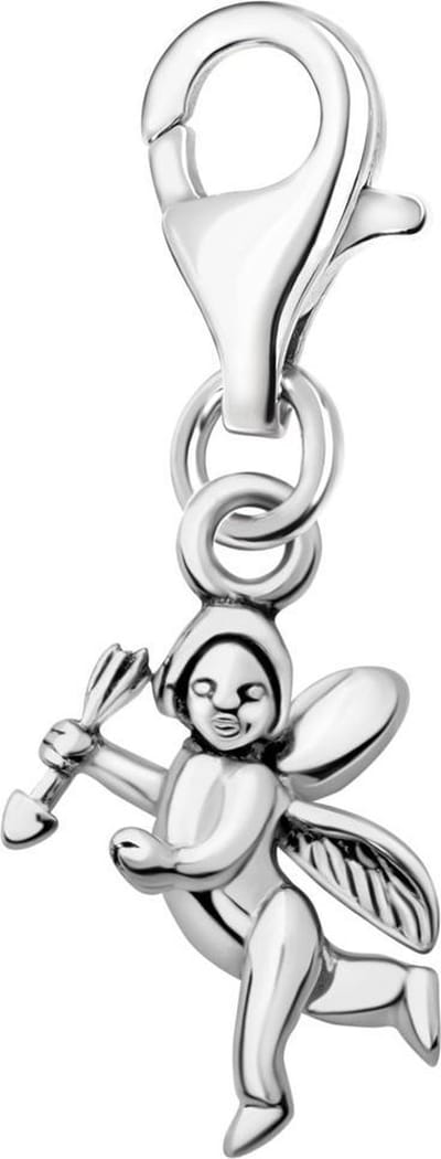 Quiges – 925 - Zilver – Charm - Bedel - Hanger - 3D Engel Cupido - met – sterling - zilver - karabijnslot - geschikt - voor -Bedelarmband HC025