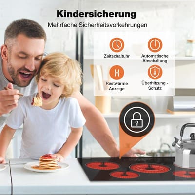 Keramische Kookplaat 77 cm met 5 Vlammen en Touchbediening – 8200 W Inbouwkookplaat