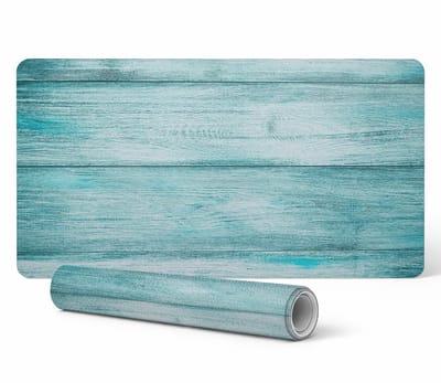 Gaming bureauonderlegger met print, houten pastelkleurige planken, 90x45 cm
