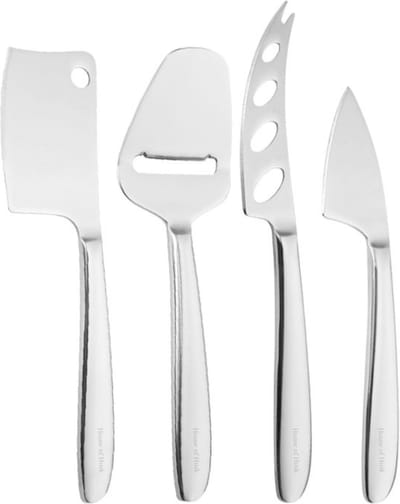 House of Husk Zilver Kaasmessen Set - Kaasschaaf - Kaasmesjes Roestvrijstaal - Tapas Messen - 4 Stuks - Zilver