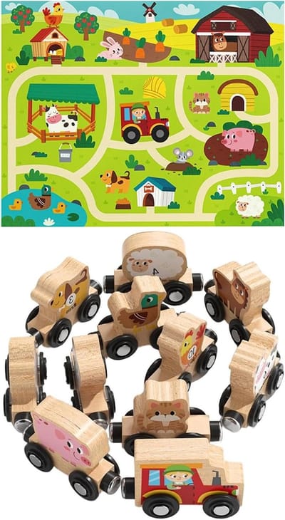 Houten Speelgoedtrein - Treinbaan met Cijfers - Educatief Spel - Bevordert Telvaardigheden - 25.5 cm - Houtkleurig