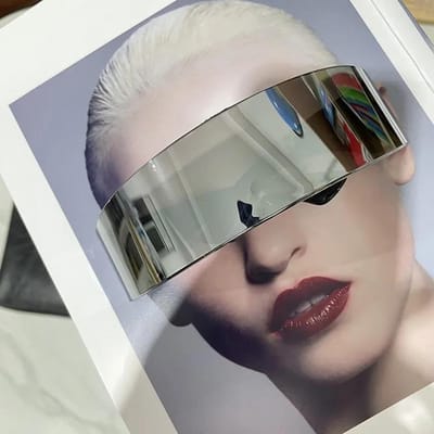 Futuristische Smalle Cycloop Vizier Bril Laser Bril UV Bescherming 400 Persoonlijkheid Spiegelende Lens Kostuum Bril Bril Mannen Brillen gray