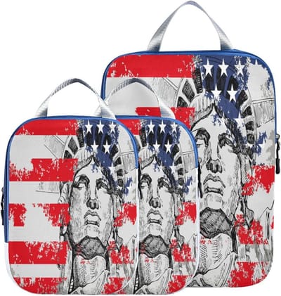 Reistassen Set - Verpakkingstas - Bagage Organiseren - Compressie Tassen - 3 Delig - Vlag Print