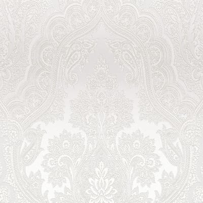 Barok behang Profhome 387084-GU vliesbehang hardvinyl warmdruk in reliëf glad in barok stijl glinsterend grijs parelmoer-lichtgrijs 5,33 m2