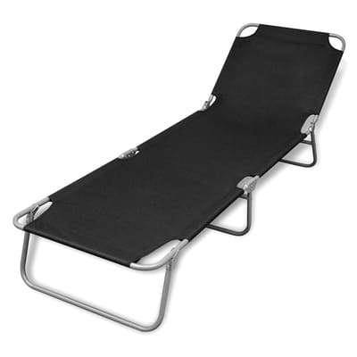 vidaXL - Ligbed - inklapbaar - gepoedercoat - staal - zwart