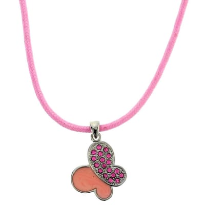 Behave - Roze ketting met vlinder - Nikkelvrij - Modeketting 40 cm
