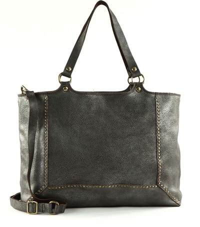 CAMPOMAGGI Leren Schoudertas Hasni Shopping Bag Antracite Antraciet