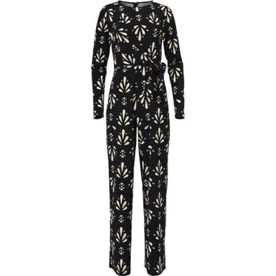 Smashed Lemon Zwart en wit ornamentaal print jumpsuit in travelkwaliteit |
