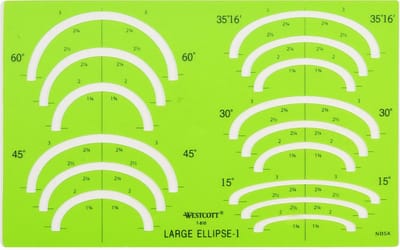 Tekensjabloon Ellipsen - Vormen Tekenmal - Technische Tekeningen - Nauwkeurige Ellipsen - 24.4 x 14 cm