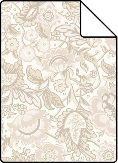 Proefstaal ESTAhome behang vintage bloemen beige - 26.5 x 21 cm - 132236-S
