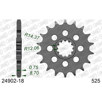 Stalen motortandwiel voor Afam 525 18 dents