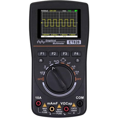 ET828 Intelligente grafische digitale oscilloscoop-multimeter 2 in 1 met 2,4 inch kleurenscherm zwart
