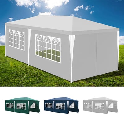 Partytent,3x6m,Paviljoen ,Waterdicht, Feesttent met Zijwanden,Tuintent,Easy Up, Draagtas met Wielen,wit
