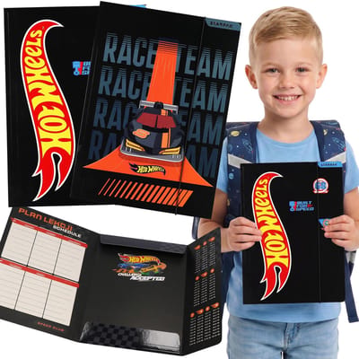Hot Wheels Schoolmap met elastiek A4 voor jongens, voor documenten, tekeningen, leermiddelen