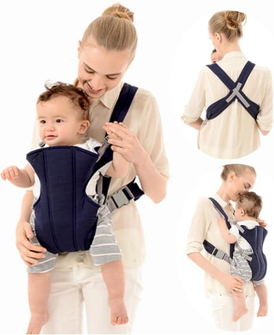3-in-1 Verstelbare Babydrager voor Voor en Op de Rug - Navy Blauw Ergonomisch Comfort