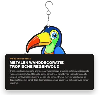 Dailygoods- Wanddecoratie Metalen Tropische Dierensculptuur - Wanddecoratie Tuin - Wanddecoratie Buiten - Wanddecoratie Balkon - Wanddecoratie Woonkamer - Afmetingen 250 x 243 mm - Muurkunst