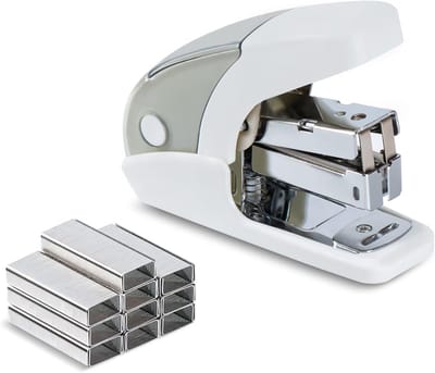 Mini Nietmachine Set - Compact Nietapparaat - Papier Verwerken - Geïntegreerde Verwijderaar - 13 x 7 x 3.9 cm - Wit