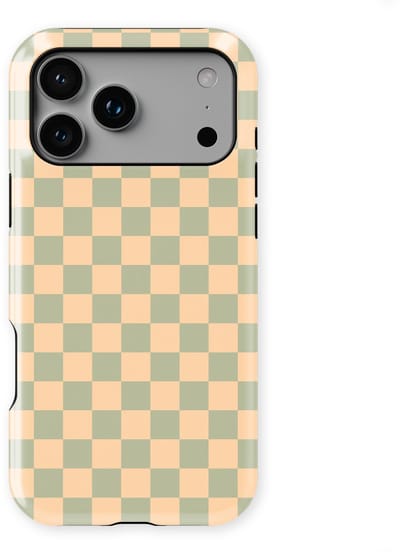 Design Hoesje geschikt voor iPhone 17 Pro | Geschikt Voor Mag | Tiny Squares Checkered Print | Backcover geschikt voor iPhone 17 Pro Calm Tiles