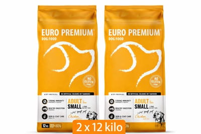 Euro Premium Adult Small Breed Chicken & Rice 2x 12 kg - Hond Voordeelverpakking