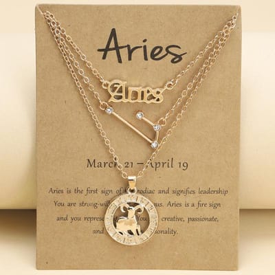 3-delige Zodiac Teken Kettingen Set Voor Vrouwen 12 Sterrenbeeld Letter Hanger Ketting Choker Verjaardags Sieraden Met Kartonnen Kaart brown