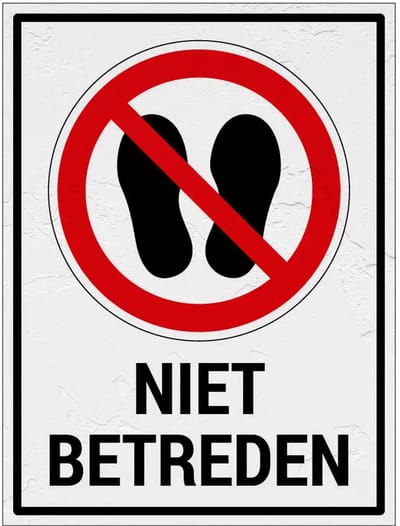 Niet betreden bord met tekst | Sign Again materiaal | 20 x 15 cm