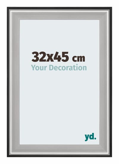 Your Decoration - Fotolijst 32x45 cm - Hout - Zwart Zilver Gepolijst - Birmingham