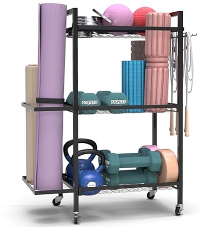 Yogamat voor Opslag en Sport, Ruimtebesparend en Draagbaar, 3 Niveaus, 35,1 x 14,9 x 44,2 cm