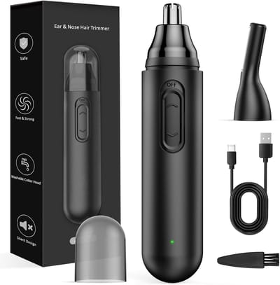 2 in 1 N - Neushaartrimmer voor mannen – Oplaadbaar – IPX7 waterdicht, ontwerp met dubbele messen, geschikt voor neus, wenkbrauwen en gezicht – Zwart