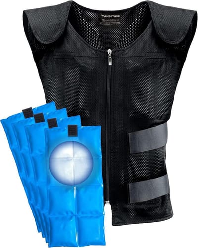 Koelvest met koelelementen - Verkoelend vest Hittebescherming - Comfortabel werken - 8 koelelement kamers - Uniseks one size - Zwart