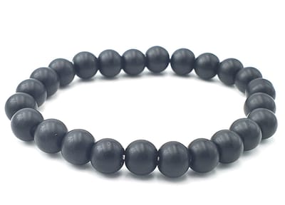 Zwarte kralenarmband met 8mm matte natuursteen kralen - 19 cm