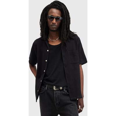 AllSaints Helston Ss Shirt Jet Black Größe: XS | Casual hemden Outlet | Herren | Schwarz