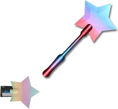 Creatieve 3D Geprinte Ster Toverstaf Creditcardhouder voor Contactloze Betaling, Schattige Kaart Houder voor Feesten en Dagelijks Gebruik (Geel)