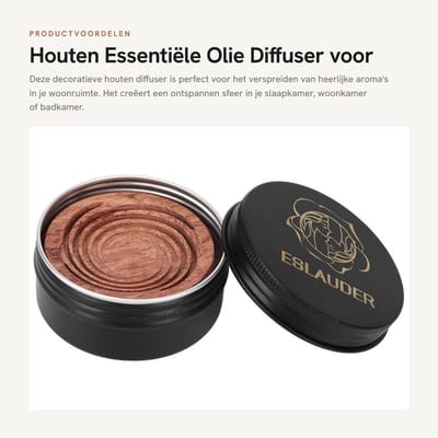 Dailygoods- Olie Diffuser Compact - Aromadiffuser Hout - Draagbare Luchtbevochtiger - Decoratieve Geurverspreider - Geschikt voor Slaapkamer - Lichtgewicht en Makkelijk mee te nemen