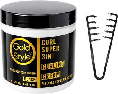 Gold Style Curl Super 3in1 Curling Cream Black – Krullencrème voor Gedefinieerde Krullen & Hydratatie + 1 Haar kam (wide tooth) – 250 ml