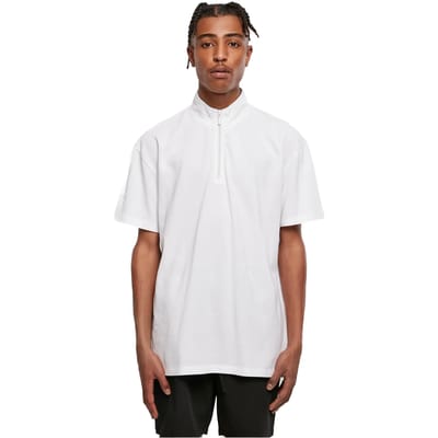 Urban Classics - Boxy Zip Pique Polo shirt - XXL - Wit
