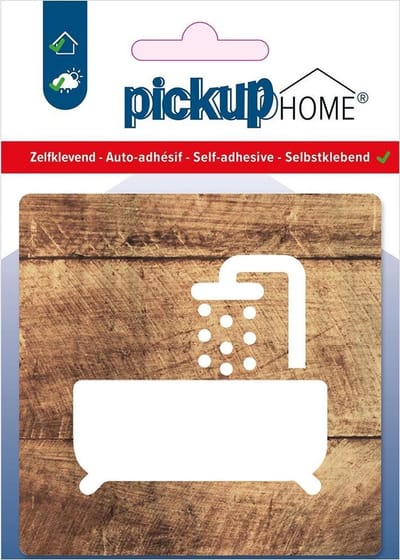 Pickup Badkamer hout - 90x90 mm Pictogram Route Acryl