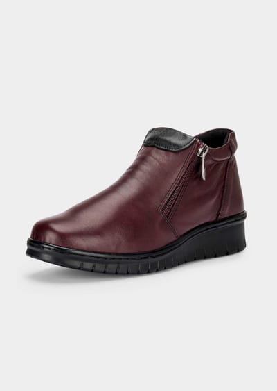 Leren enkellaarsjes met rits - bordeaux - Gr. 36 van Goldner Fashion