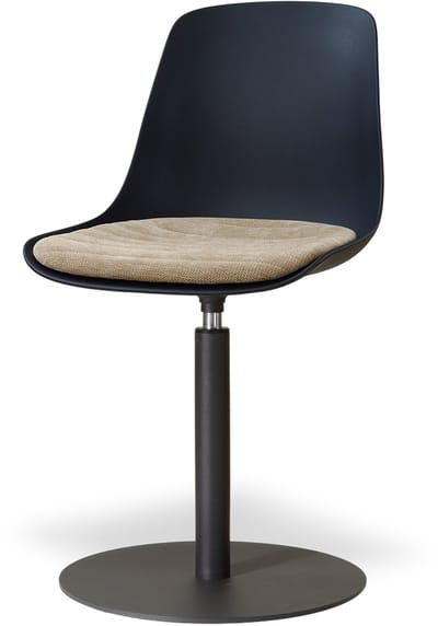Nolon Niva-Liv Draaibare Tulp Eetkamerstoel Zwart Met Nougatbruin Zitkussen - Mat Zwart Onderstel - Kunststof - Modern