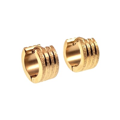 ∅13mm Brede Oorringen - Zand-Design - Verguld RVS - Oorbellen Dames - Heren