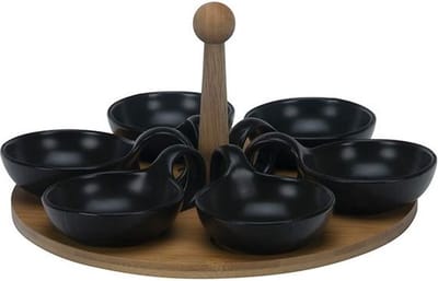 Bricard Snackschalen Set - 7-delig - Bamboe - Zwart