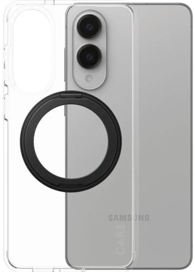 CARE by PanzerGlass Feature Case Transparent w. Black Kickstand & Qi Compatible Samsung S25 Edge